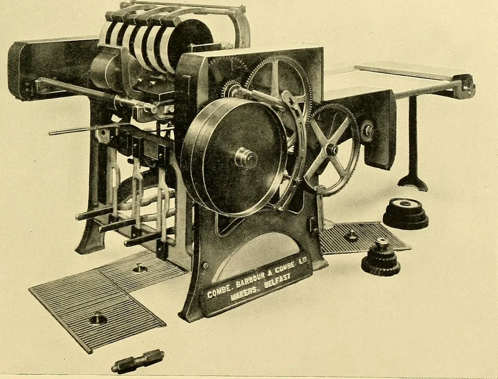 An illustration from The textile industries : a practical guide to fibres, yarns & fabrics in every branch of textile manufacture, including preparation of fibres, spinning, doubling, designing, weaving, bleaching, printing, dyeing and finishing, 1910, leaf 122