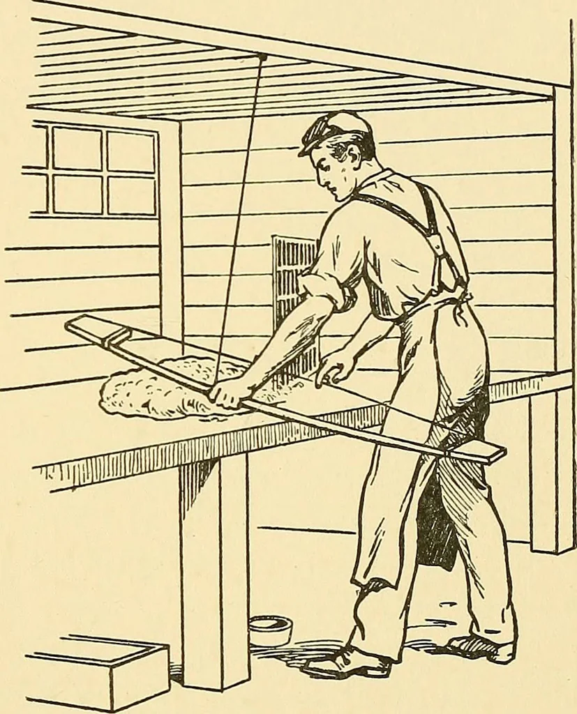 An illustration from The textile industries : a practical guide to fibres, yarns & fabrics in every branch of textile manufacture, including preparation of fibres, spinning, doubling, designing, weaving, bleaching, printing, dyeing and finishing, 1910, leaf 154