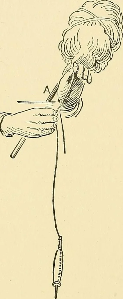 An illustration from The textile industries : a practical guide to fibres, yarns & fabrics in every branch of textile manufacture, including preparation of fibres, spinning, doubling, designing, weaving, bleaching, printing, dyeing and finishing, 1910, leaf 169