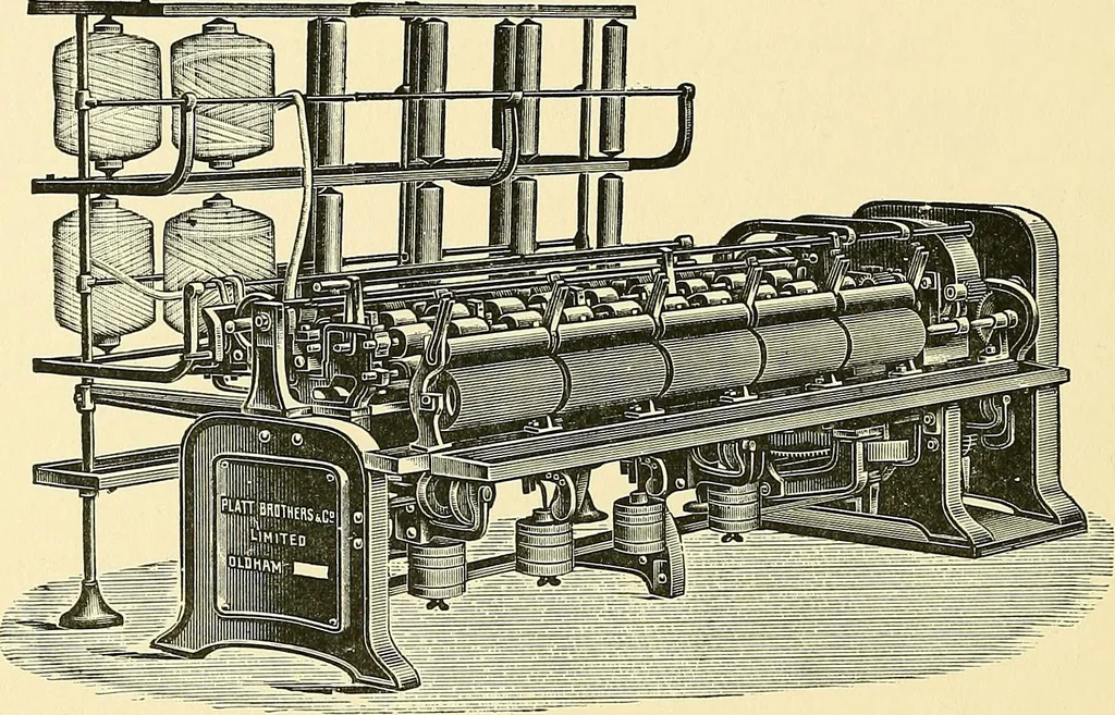 An illustration from The textile industries : a practical guide to fibres, yarns & fabrics in every branch of textile manufacture, including preparation of fibres, spinning, doubling, designing, weaving, bleaching, printing, dyeing and finishing, 1910, leaf 203