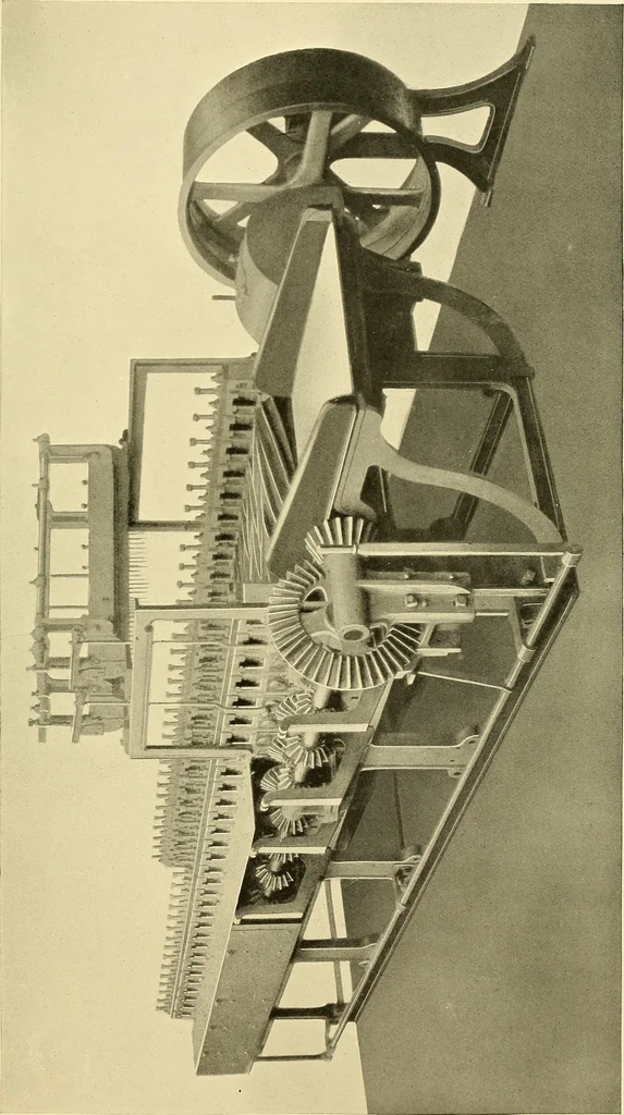An illustration from The textile industries : a practical guide to fibres, yarns & fabrics in every branch of textile manufacture, including preparation of fibres, spinning, doubling, designing, weaving, bleaching, printing, dyeing and finishing, 1910, leaf 42