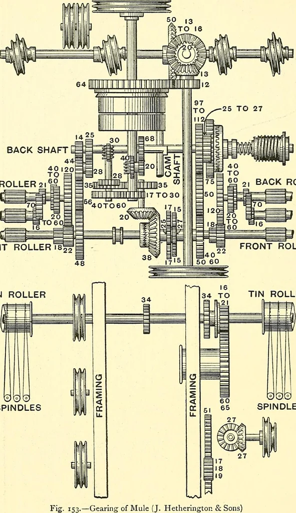 An illustration from The textile industries : a practical guide to fibres, yarns & fabrics in every branch of textile manufacture, including preparation of fibres, spinning, doubling, designing, weaving, bleaching, printing, dyeing and finishing, 1910, leaf 139