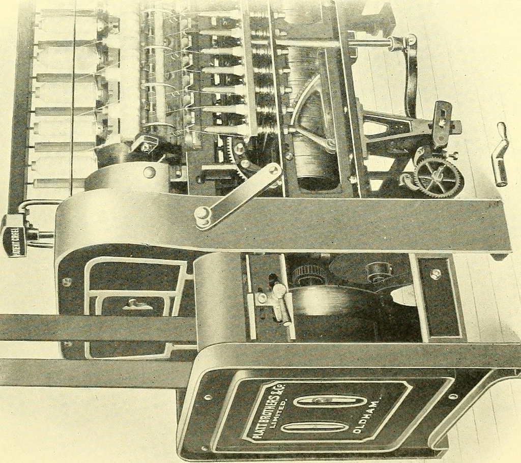An illustration from The textile industries : a practical guide to fibres, yarns & fabrics in every branch of textile manufacture, including preparation of fibres, spinning, doubling, designing, weaving, bleaching, printing, dyeing and finishing, 1910, leaf 150