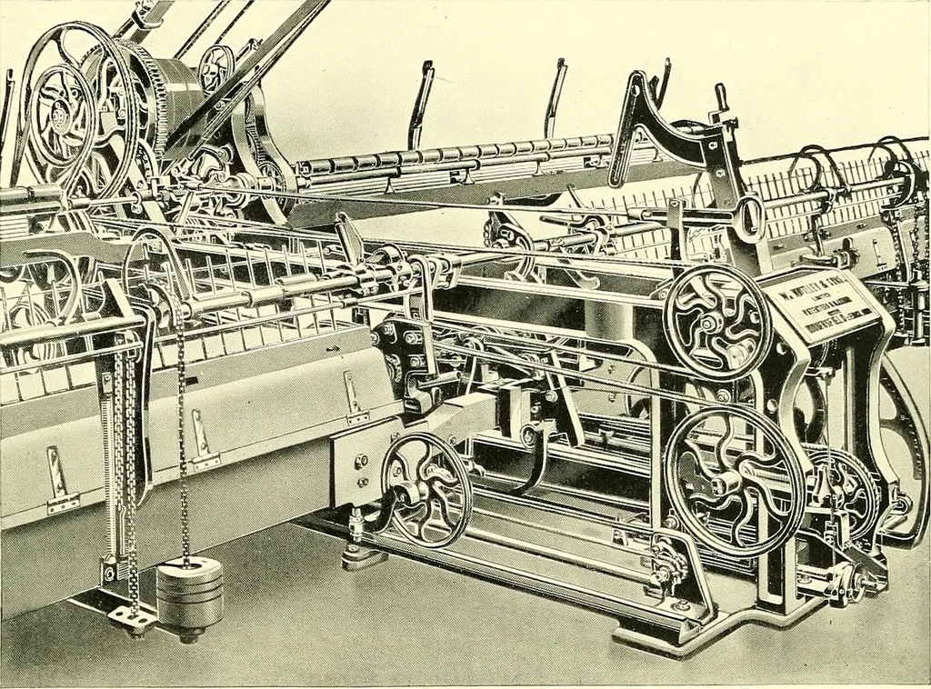 An illustration from The textile industries : a practical guide to fibres, yarns & fabrics in every branch of textile manufacture, including preparation of fibres, spinning, doubling, designing, weaving, bleaching, printing, dyeing and finishing, 1910, leaf 156