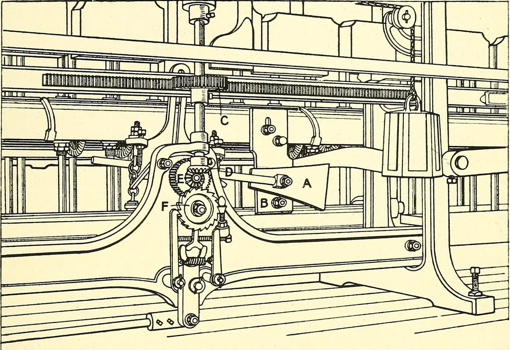 An illustration from The textile industries : a practical guide to fibres, yarns & fabrics in every branch of textile manufacture, including preparation of fibres, spinning, doubling, designing, weaving, bleaching, printing, dyeing and finishing, 1910, leaf 174