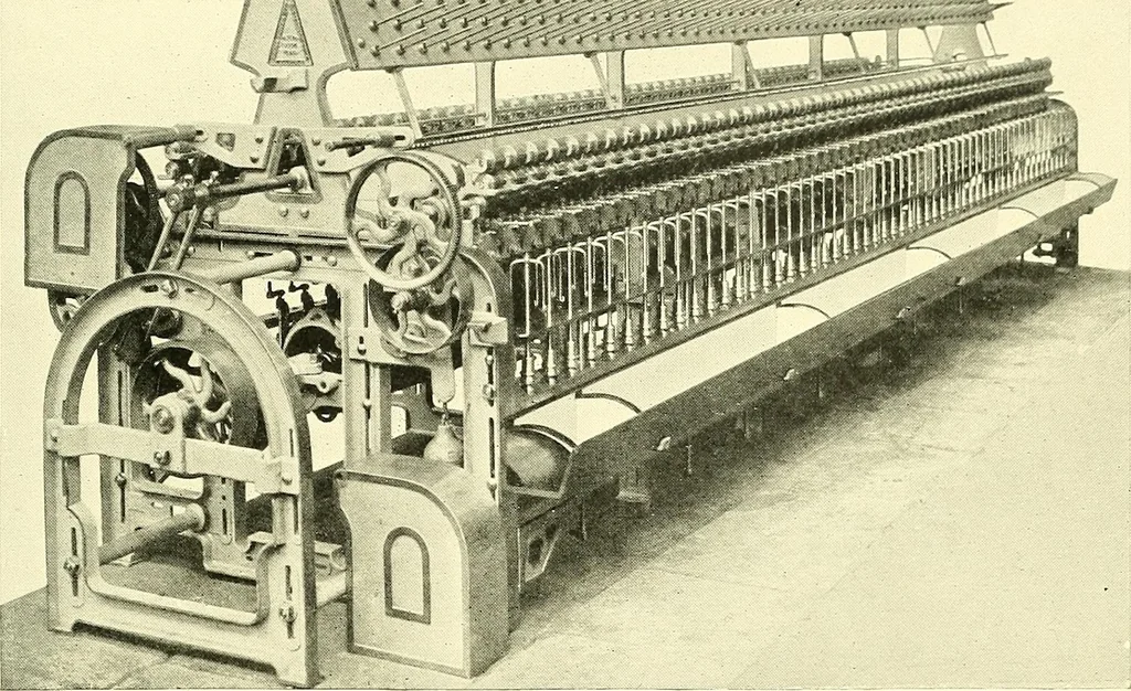 An illustration from The textile industries : a practical guide to fibres, yarns & fabrics in every branch of textile manufacture, including preparation of fibres, spinning, doubling, designing, weaving, bleaching, printing, dyeing and finishing, 1910, leaf 204