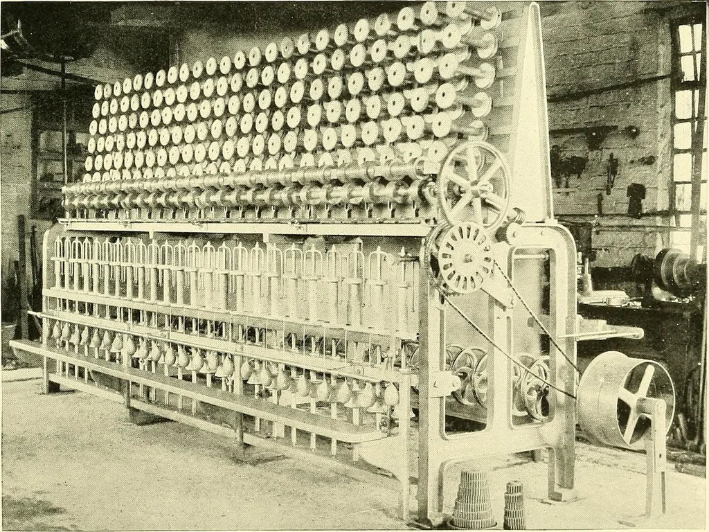 An illustration from The textile industries : a practical guide to fibres, yarns & fabrics in every branch of textile manufacture, including preparation of fibres, spinning, doubling, designing, weaving, bleaching, printing, dyeing and finishing, 1910, leaf 204