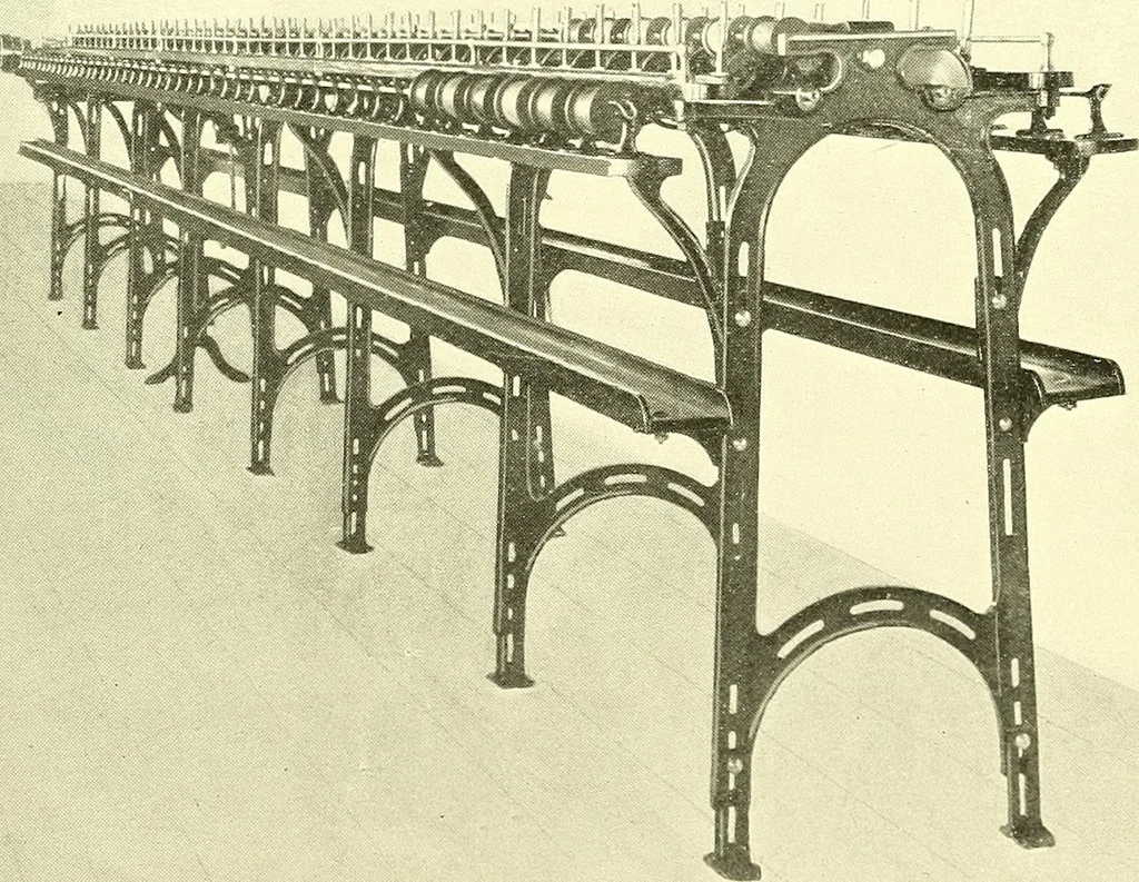 An illustration from The textile industries : a practical guide to fibres, yarns & fabrics in every branch of textile manufacture, including preparation of fibres, spinning, doubling, designing, weaving, bleaching, printing, dyeing and finishing, 1910, leaf 230