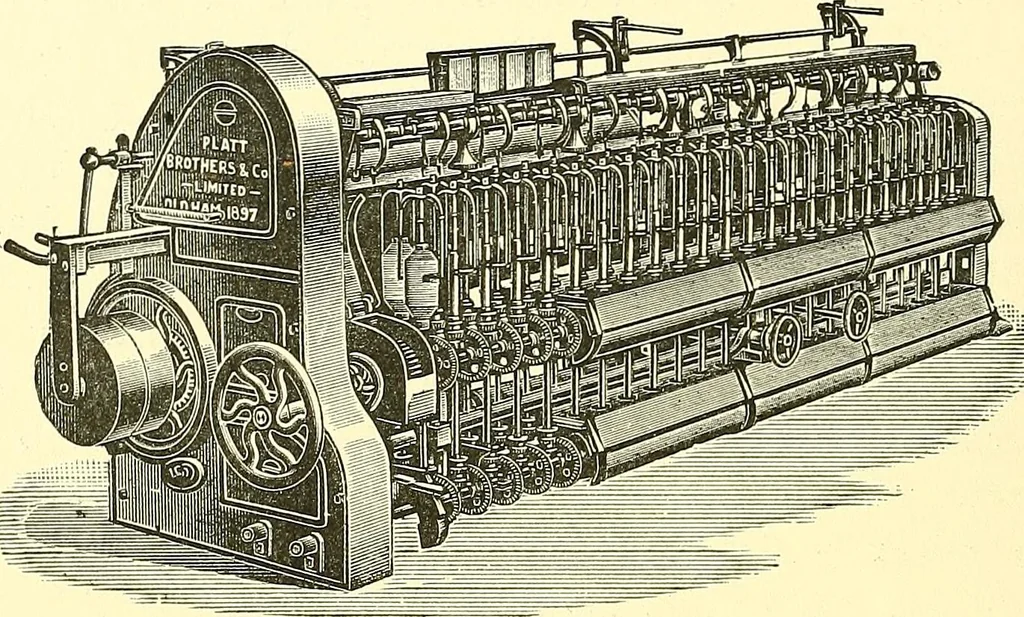 An illustration from The textile industries : a practical guide to fibres, yarns & fabrics in every branch of textile manufacture, including preparation of fibres, spinning, doubling, designing, weaving, bleaching, printing, dyeing and finishing, 1910, leaf 27