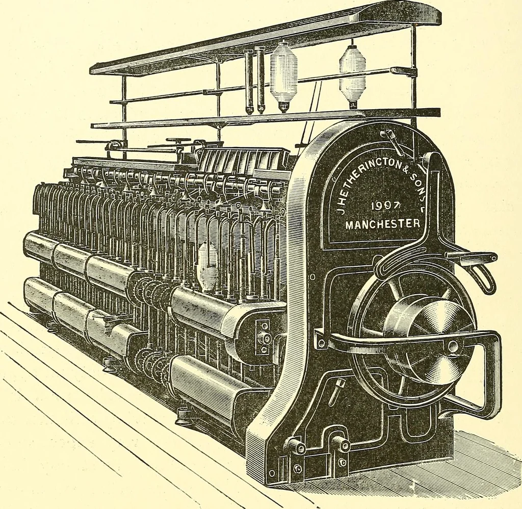An illustration from The textile industries : a practical guide to fibres, yarns & fabrics in every branch of textile manufacture, including preparation of fibres, spinning, doubling, designing, weaving, bleaching, printing, dyeing and finishing, 1910, leaf 31