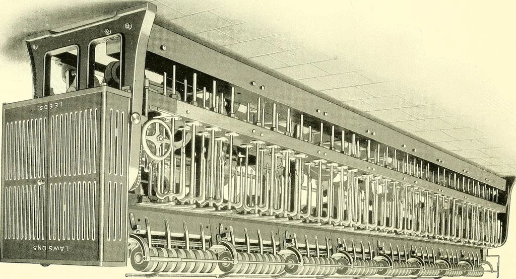 An illustration from The textile industries : a practical guide to fibres, yarns & fabrics in every branch of textile manufacture, including preparation of fibres, spinning, doubling, designing, weaving, bleaching, printing, dyeing and finishing, 1910, leaf 54