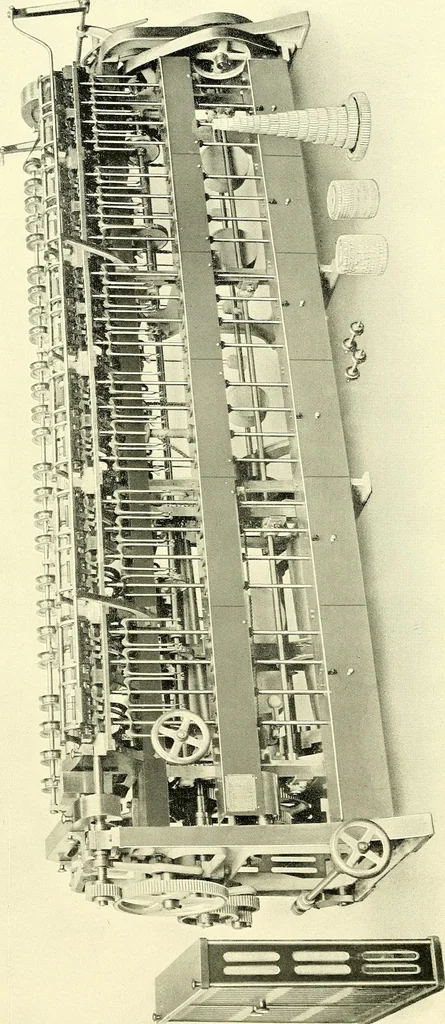An illustration from The textile industries : a practical guide to fibres, yarns & fabrics in every branch of textile manufacture, including preparation of fibres, spinning, doubling, designing, weaving, bleaching, printing, dyeing and finishing, 1910, leaf 58
