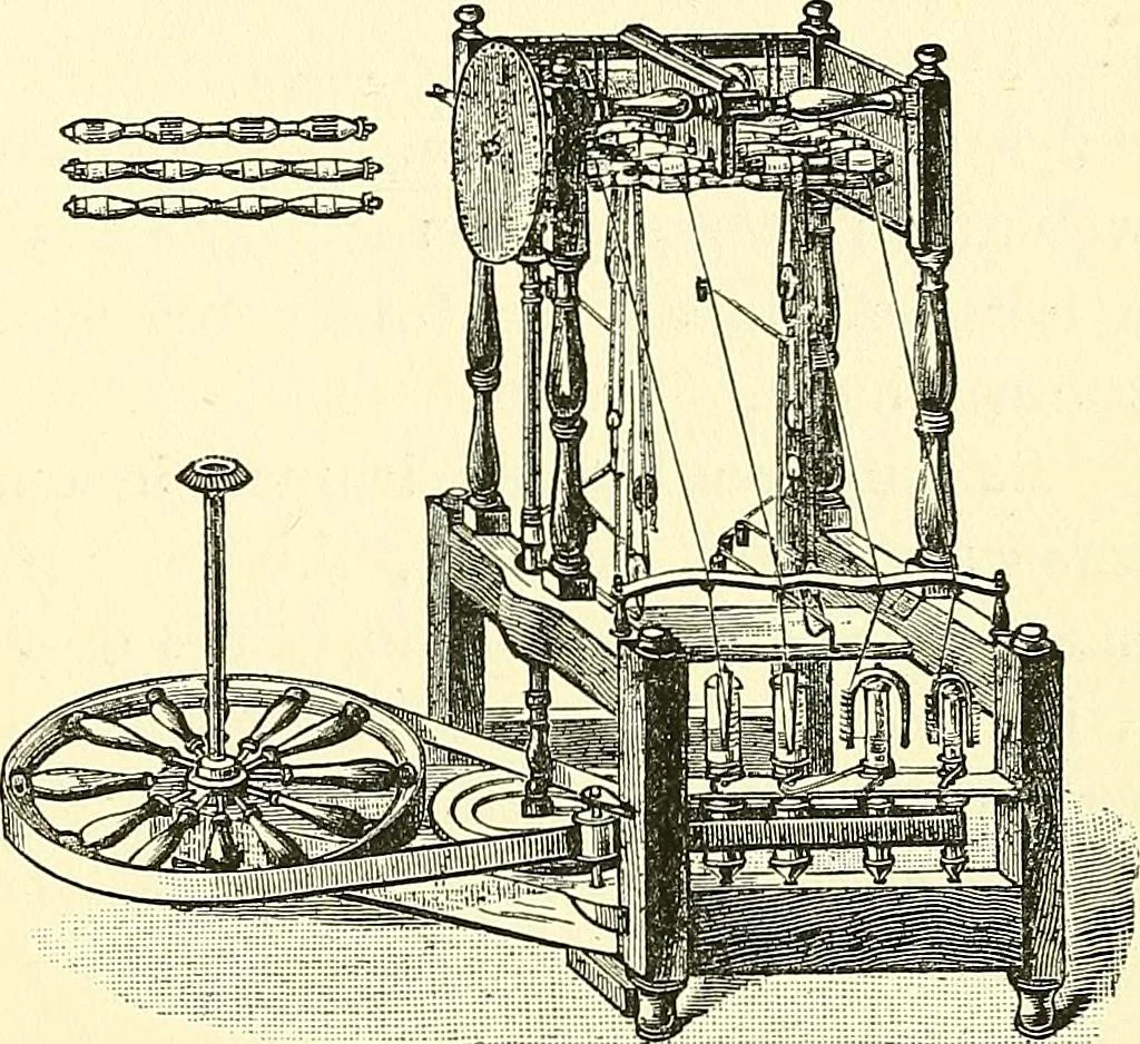 An illustration from The textile industries : a practical guide to fibres, yarns & fabrics in every branch of textile manufacture, including preparation of fibres, spinning, doubling, designing, weaving, bleaching, printing, dyeing and finishing, 1910, leaf 70
