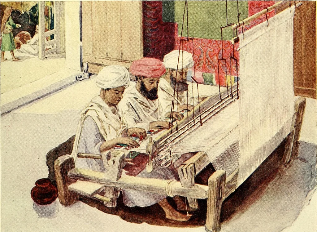 An illustration from The textile industries : a practical guide to fibres, yarns & fabrics in every branch of textile manufacture, including preparation of fibres, spinning, doubling, designing, weaving, bleaching, printing, dyeing and finishing, 1910, leaf 86