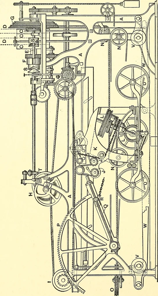 An illustration from The textile industries : a practical guide to fibres, yarns & fabrics in every branch of textile manufacture, including preparation of fibres, spinning, doubling, designing, weaving, bleaching, printing, dyeing and finishing, 1910, leaf 93