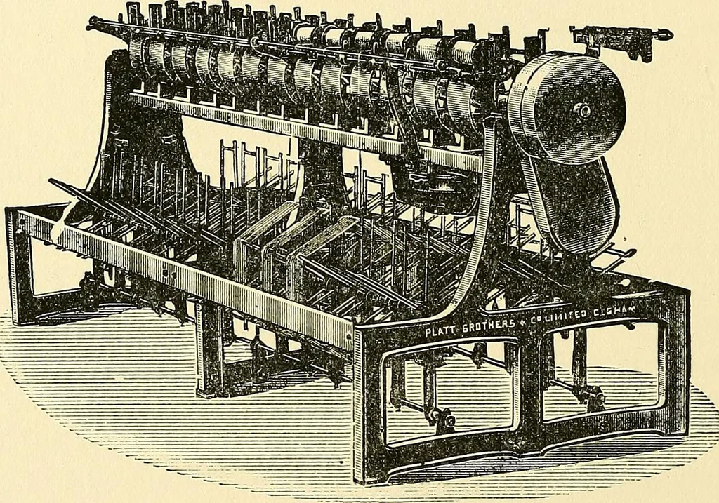 An illustration from The textile industries : a practical guide to fibres, yarns & fabrics in every branch of textile manufacture, including preparation of fibres, spinning, doubling, designing, weaving, bleaching, printing, dyeing and finishing, 1910, leaf 29