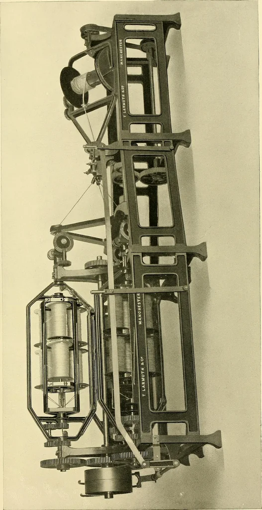 An illustration from The textile industries : a practical guide to fibres, yarns & fabrics in every branch of textile manufacture, including preparation of fibres, spinning, doubling, designing, weaving, bleaching, printing, dyeing and finishing, 1910, leaf 48