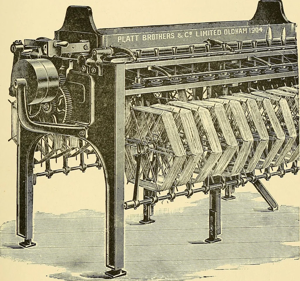 An illustration from The textile industries : a practical guide to fibres, yarns & fabrics in every branch of textile manufacture, including preparation of fibres, spinning, doubling, designing, weaving, bleaching, printing, dyeing and finishing, 1910, leaf 80
