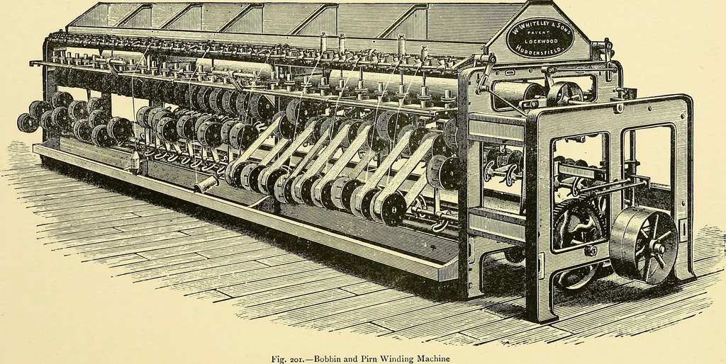 An illustration from The textile industries : a practical guide to fibres, yarns & fabrics in every branch of textile manufacture, including preparation of fibres, spinning, doubling, designing, weaving, bleaching, printing, dyeing and finishing, 1910, leaf 81