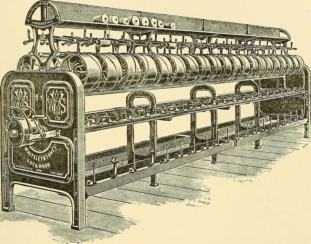 An illustration from The textile industries : a practical guide to fibres, yarns & fabrics in every branch of textile manufacture, including preparation of fibres, spinning, doubling, designing, weaving, bleaching, printing, dyeing and finishing, 1910, leaf 90