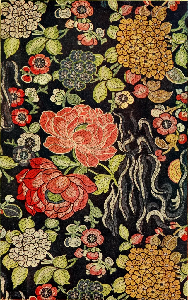 An illustration from The textile industries : a practical guide to fibres, yarns & fabrics in every branch of textile manufacture, including preparation of fibres, spinning, doubling, designing, weaving, bleaching, printing, dyeing and finishing, 1910, leaf 104