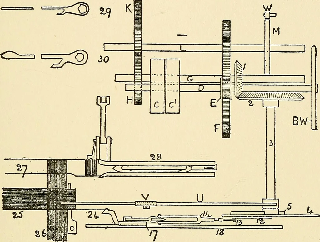 An illustration from The textile industries : a practical guide to fibres, yarns & fabrics in every branch of textile manufacture, including preparation of fibres, spinning, doubling, designing, weaving, bleaching, printing, dyeing and finishing, 1910, leaf 132