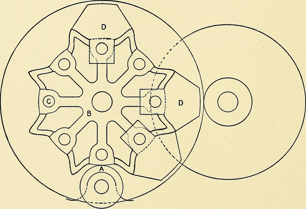 An illustration from The textile industries : a practical guide to fibres, yarns & fabrics in every branch of textile manufacture, including preparation of fibres, spinning, doubling, designing, weaving, bleaching, printing, dyeing and finishing, 1910, leaf 39
