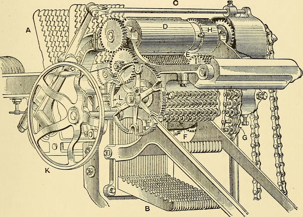 An illustration from The textile industries : a practical guide to fibres, yarns & fabrics in every branch of textile manufacture, including preparation of fibres, spinning, doubling, designing, weaving, bleaching, printing, dyeing and finishing, 1910, leaf 66
