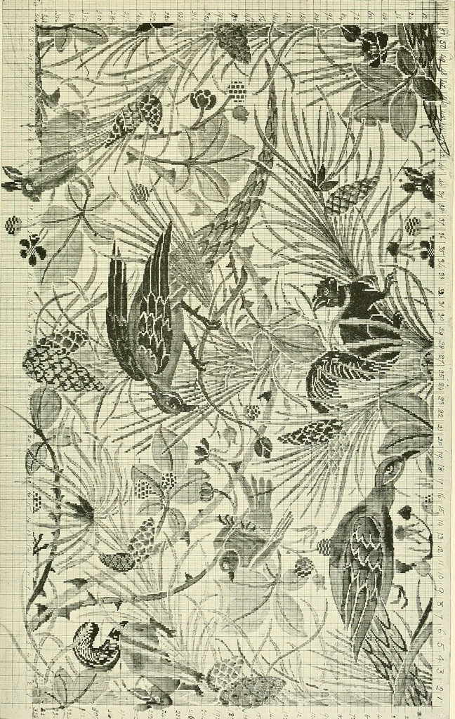 An illustration from The textile industries : a practical guide to fibres, yarns & fabrics in every branch of textile manufacture, including preparation of fibres, spinning, doubling, designing, weaving, bleaching, printing, dyeing and finishing, 1910, leaf 164