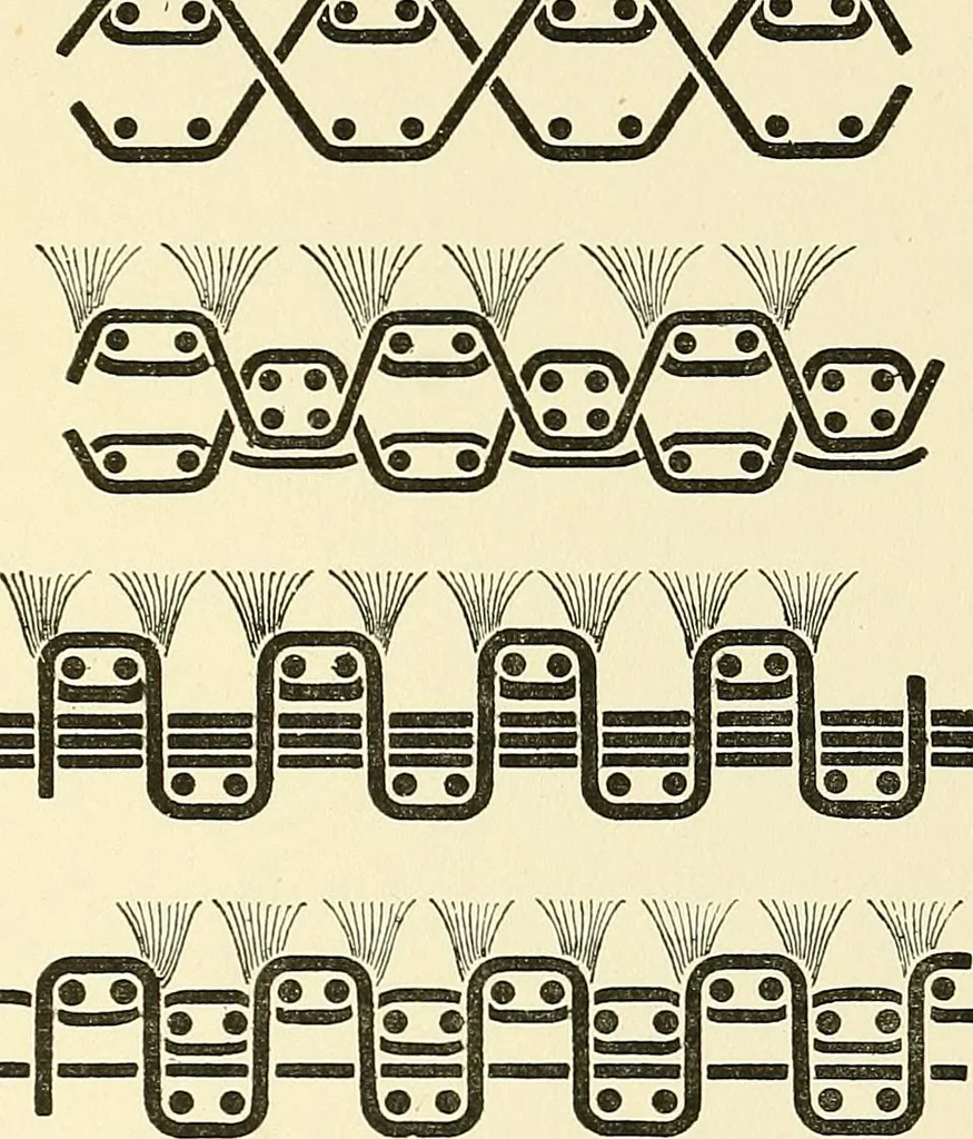An illustration from The textile industries : a practical guide to fibres, yarns & fabrics in every branch of textile manufacture, including preparation of fibres, spinning, doubling, designing, weaving, bleaching, printing, dyeing and finishing, 1910, leaf 216