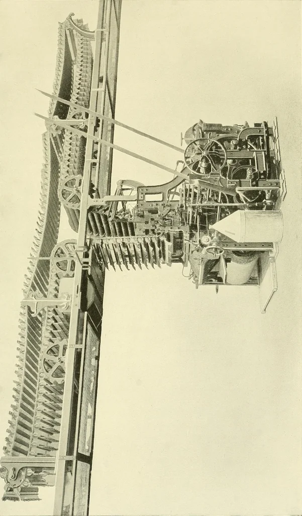 An illustration from The textile industries : a practical guide to fibres, yarns & fabrics in every branch of textile manufacture, including preparation of fibres, spinning, doubling, designing, weaving, bleaching, printing, dyeing and finishing, 1910, leaf 220