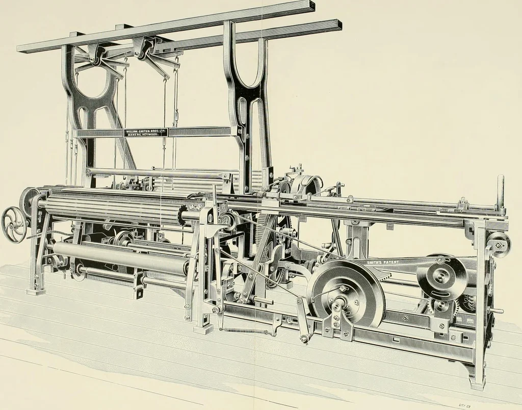 An illustration from The textile industries : a practical guide to fibres, yarns & fabrics in every branch of textile manufacture, including preparation of fibres, spinning, doubling, designing, weaving, bleaching, printing, dyeing and finishing, 1910, leaf 238