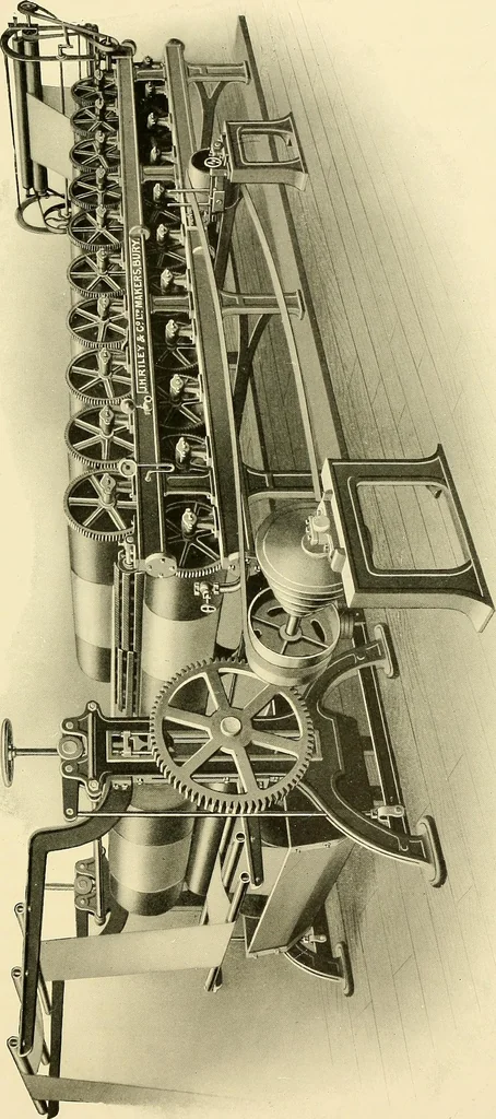 An illustration from The textile industries : a practical guide to fibres, yarns & fabrics in every branch of textile manufacture, including preparation of fibres, spinning, doubling, designing, weaving, bleaching, printing, dyeing and finishing, 1910, leaf 152