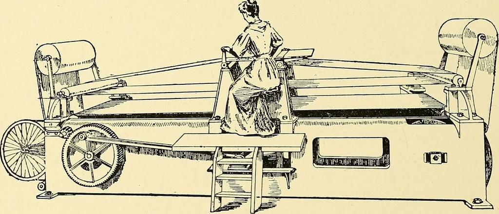 An illustration from The textile industries : a practical guide to fibres, yarns & fabrics in every branch of textile manufacture, including preparation of fibres, spinning, doubling, designing, weaving, bleaching, printing, dyeing and finishing, 1910, leaf 171
