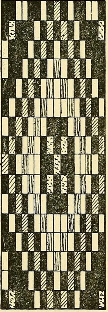 An illustration from The textile industries : a practical guide to fibres, yarns & fabrics in every branch of textile manufacture, including preparation of fibres, spinning, doubling, designing, weaving, bleaching, printing, dyeing and finishing, 1910, leaf 19