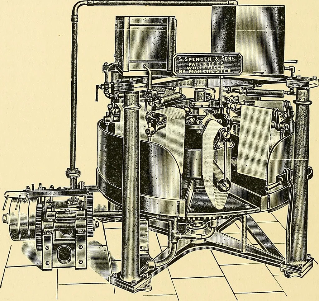 An illustration from The textile industries : a practical guide to fibres, yarns & fabrics in every branch of textile manufacture, including preparation of fibres, spinning, doubling, designing, weaving, bleaching, printing, dyeing and finishing, 1910, leaf 225