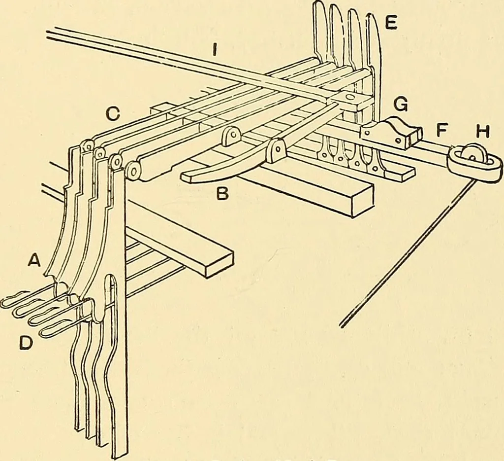 An illustration from The textile industries : a practical guide to fibres, yarns & fabrics in every branch of textile manufacture, including preparation of fibres, spinning, doubling, designing, weaving, bleaching, printing, dyeing and finishing, 1910, leaf 48