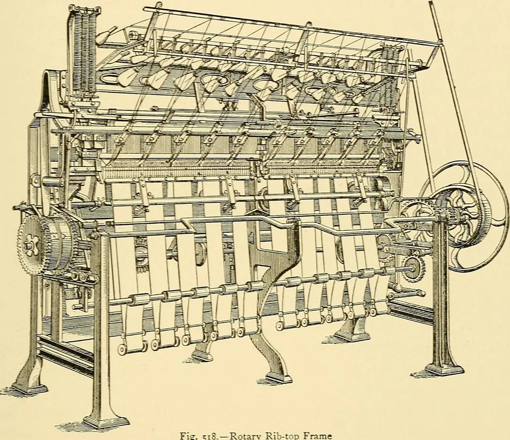An illustration from The textile industries : a practical guide to fibres, yarns & fabrics in every branch of textile manufacture, including preparation of fibres, spinning, doubling, designing, weaving, bleaching, printing, dyeing and finishing, 1910, leaf 70
