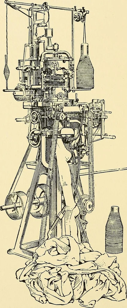 An illustration from The textile industries : a practical guide to fibres, yarns & fabrics in every branch of textile manufacture, including preparation of fibres, spinning, doubling, designing, weaving, bleaching, printing, dyeing and finishing, 1910, leaf 87