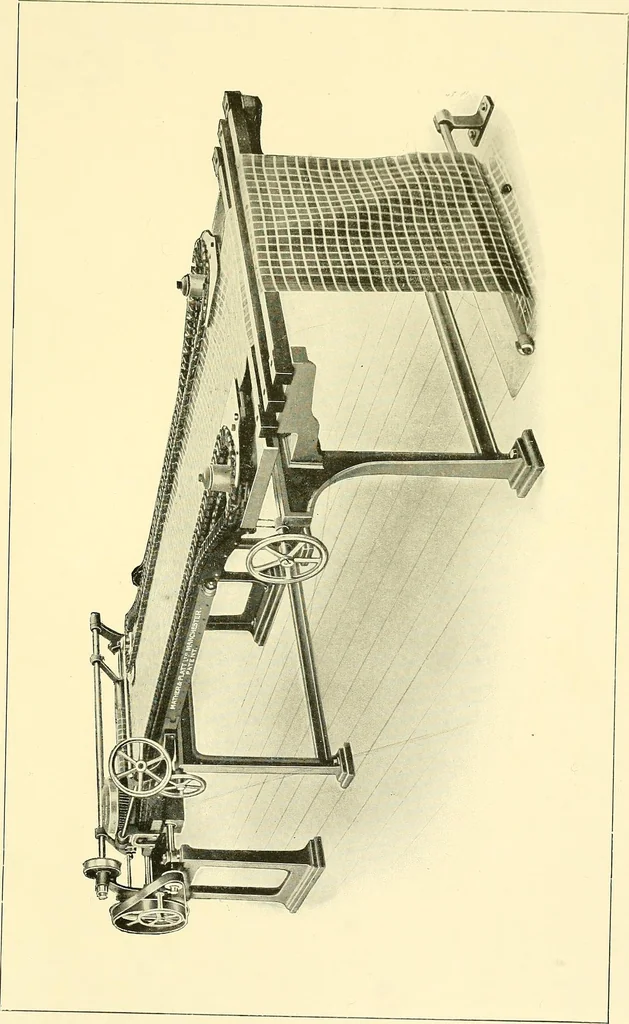 An illustration from The textile industries : a practical guide to fibres, yarns & fabrics in every branch of textile manufacture, including preparation of fibres, spinning, doubling, designing, weaving, bleaching, printing, dyeing and finishing, 1910, leaf 108