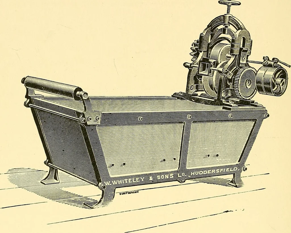 An illustration from The textile industries : a practical guide to fibres, yarns & fabrics in every branch of textile manufacture, including preparation of fibres, spinning, doubling, designing, weaving, bleaching, printing, dyeing and finishing, 1910, leaf 139