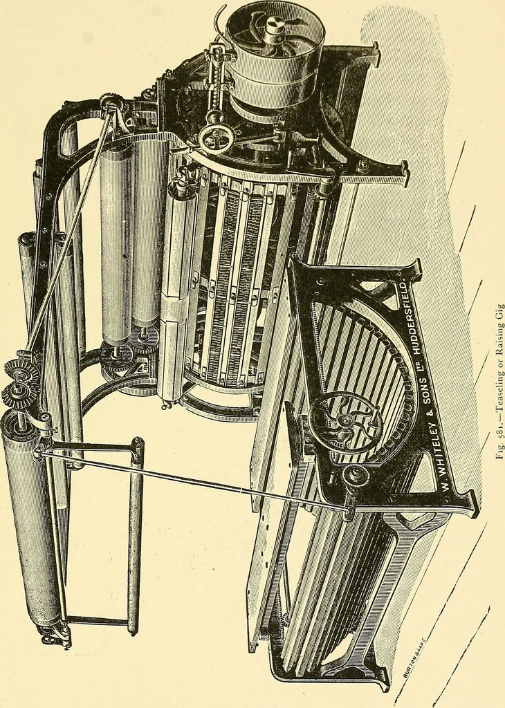 An illustration from The textile industries : a practical guide to fibres, yarns & fabrics in every branch of textile manufacture, including preparation of fibres, spinning, doubling, designing, weaving, bleaching, printing, dyeing and finishing, 1910, leaf 146