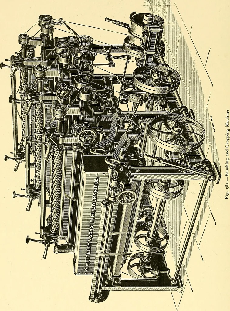 An illustration from The textile industries : a practical guide to fibres, yarns & fabrics in every branch of textile manufacture, including preparation of fibres, spinning, doubling, designing, weaving, bleaching, printing, dyeing and finishing, 1910, leaf 147