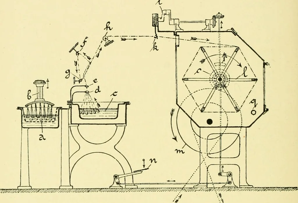 An illustration from Textile raw materials and their conversion into yarns : (the study of the raw materials and the technology of the spinning process) a text-book for textile, trade and higher technical schools, as also for self-instruction ; based upon the ordinary syllabus and curriculum of the Imperial and Royal Austrian weaving schools, 1901, leaf 101