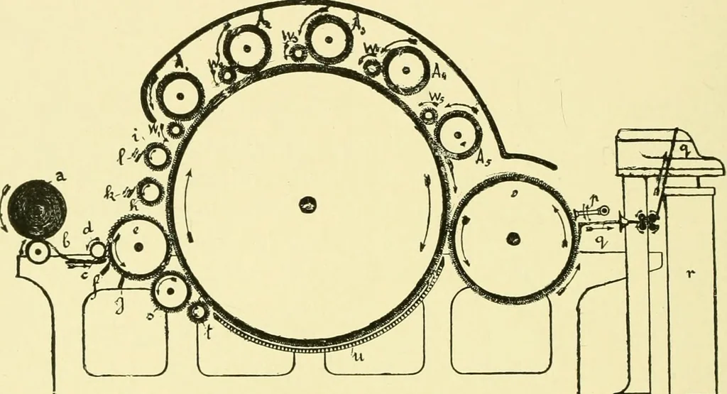 An illustration from Textile raw materials and their conversion into yarns : (the study of the raw materials and the technology of the spinning process) a text-book for textile, trade and higher technical schools, as also for self-instruction ; based upon the ordinary syllabus and curriculum of the Imperial and Royal Austrian weaving schools, 1901, leaf 169