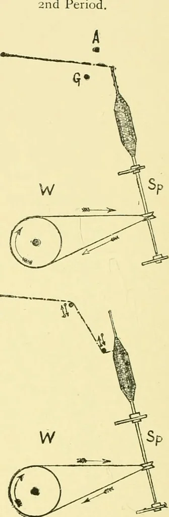An illustration from Textile raw materials and their conversion into yarns : (the study of the raw materials and the technology of the spinning process) a text-book for textile, trade and higher technical schools, as also for self-instruction ; based upon the ordinary syllabus and curriculum of the Imperial and Royal Austrian weaving schools, 1901, leaf 203