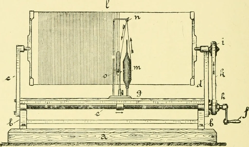 An illustration from Textile raw materials and their conversion into yarns : (the study of the raw materials and the technology of the spinning process) a text-book for textile, trade and higher technical schools, as also for self-instruction ; based upon the ordinary syllabus and curriculum of the Imperial and Royal Austrian weaving schools, 1901, leaf 217
