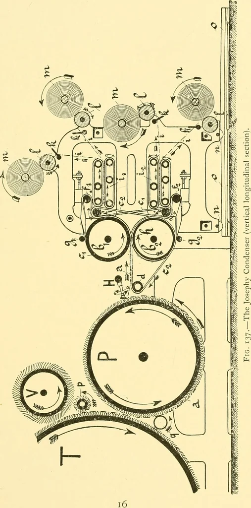 An illustration from Textile raw materials and their conversion into yarns : (the study of the raw materials and the technology of the spinning process) a text-book for textile, trade and higher technical schools, as also for self-instruction ; based upon the ordinary syllabus and curriculum of the Imperial and Royal Austrian weaving schools, 1901, leaf 248