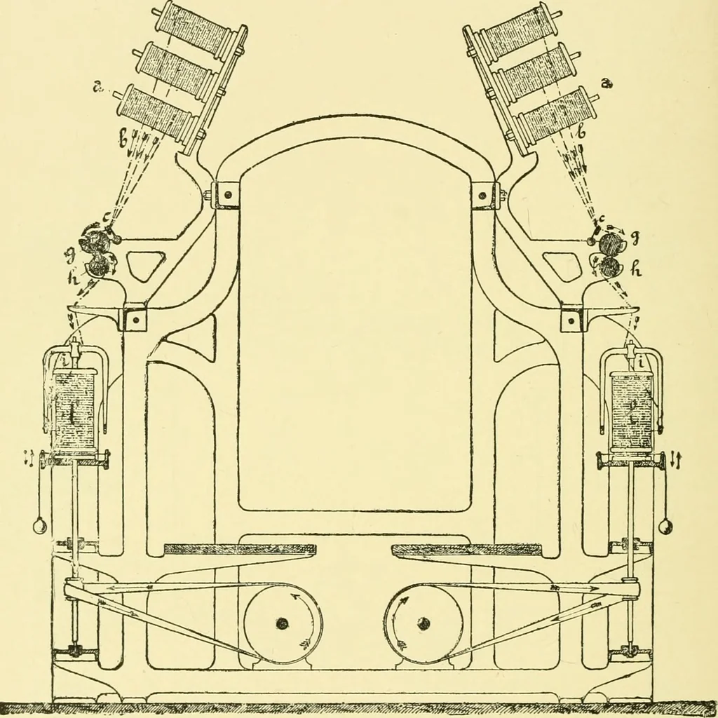 An illustration from Textile raw materials and their conversion into yarns : (the study of the raw materials and the technology of the spinning process) a text-book for textile, trade and higher technical schools, as also for self-instruction ; based upon the ordinary syllabus and curriculum of the Imperial and Royal Austrian weaving schools, 1901, leaf 295