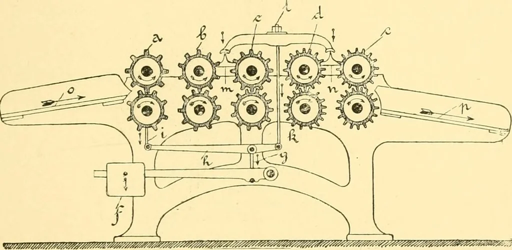 An illustration from Textile raw materials and their conversion into yarns : (the study of the raw materials and the technology of the spinning process) a text-book for textile, trade and higher technical schools, as also for self-instruction ; based upon the ordinary syllabus and curriculum of the Imperial and Royal Austrian weaving schools, 1901, leaf 30